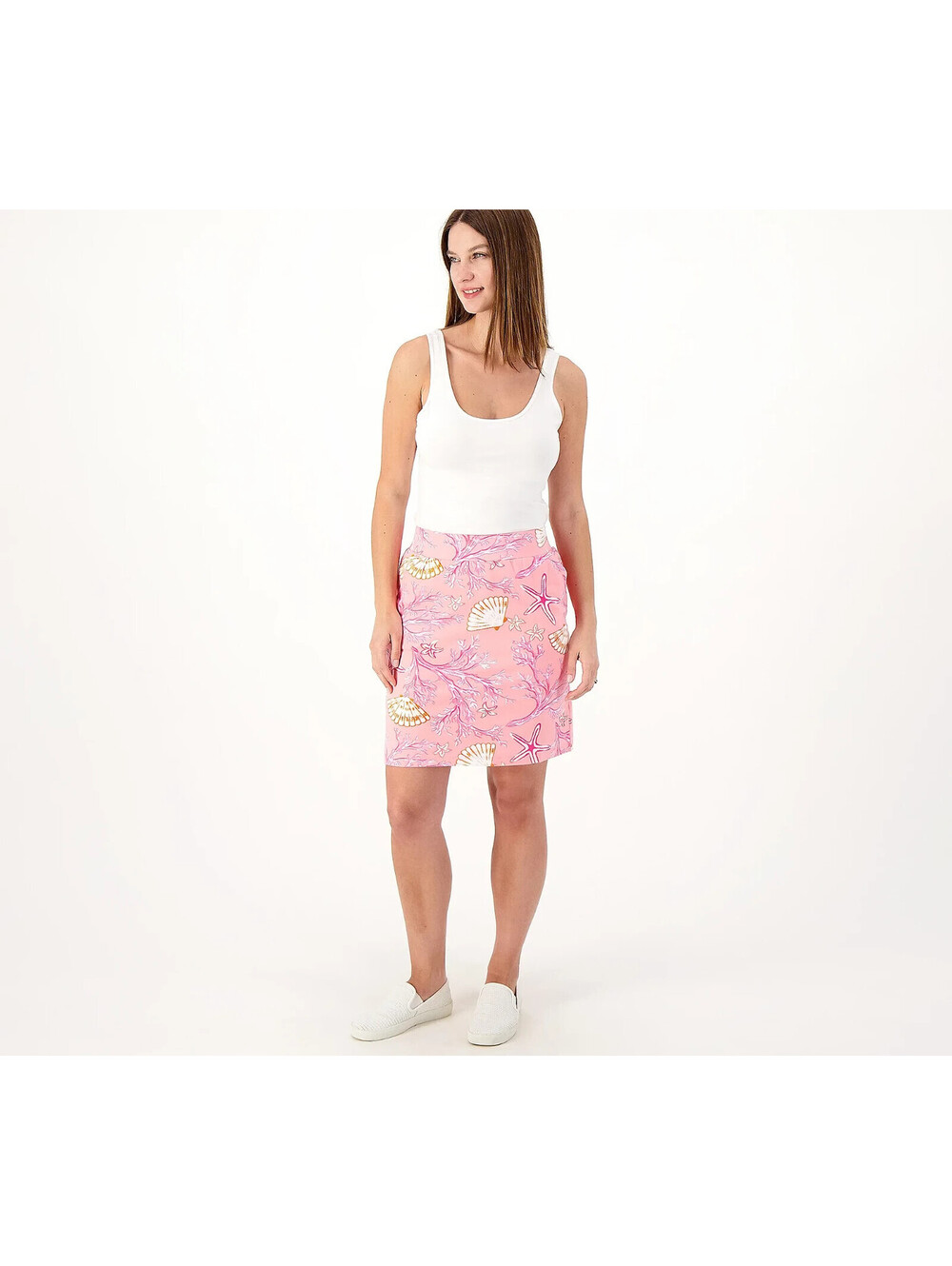 Quacker Factory Beach Comber French Terry Skort Pink Size XS